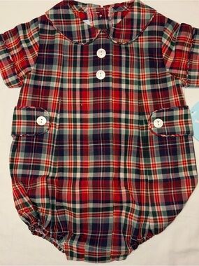 Little English Baby Plaid Bubble Romper sz 9 months NWT